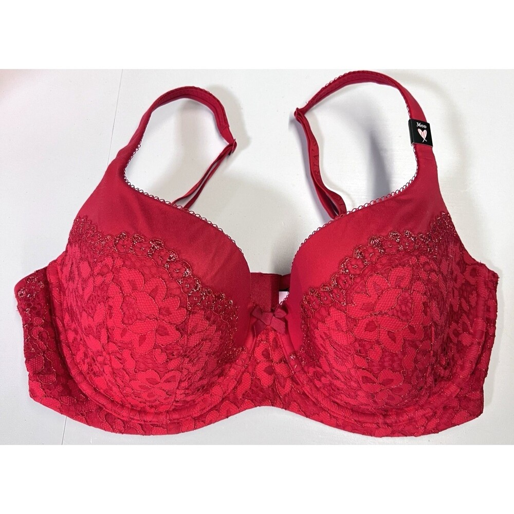 NEW Victoria's Secret Bra Body By Victoria Lined Demi 36DD Red Underwire Lace